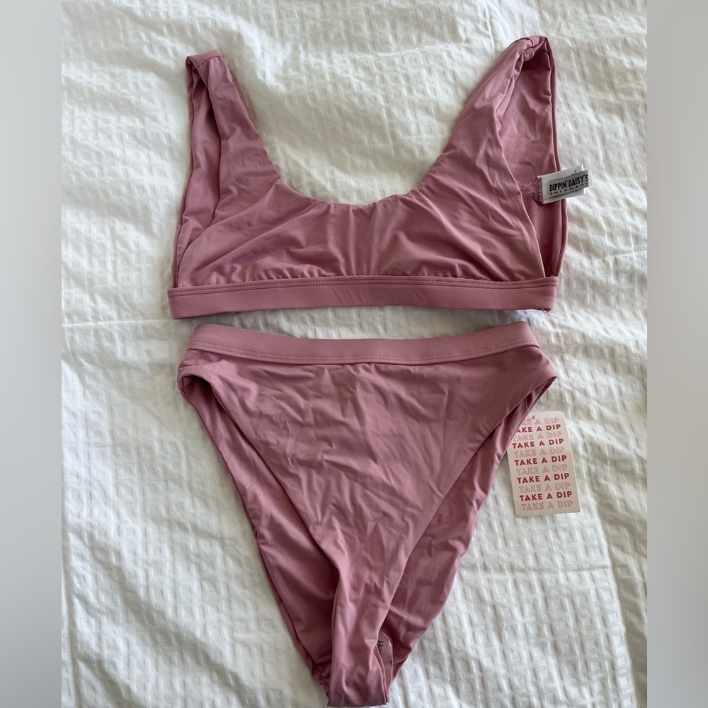 Dippin Daisy pink high waisted bikini size small